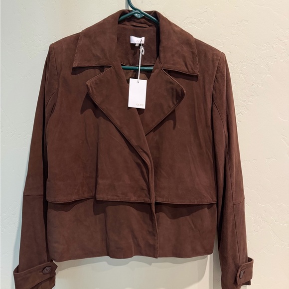 ecru Jackets & Blazers - Ecru Brown Suede Women's Jacket